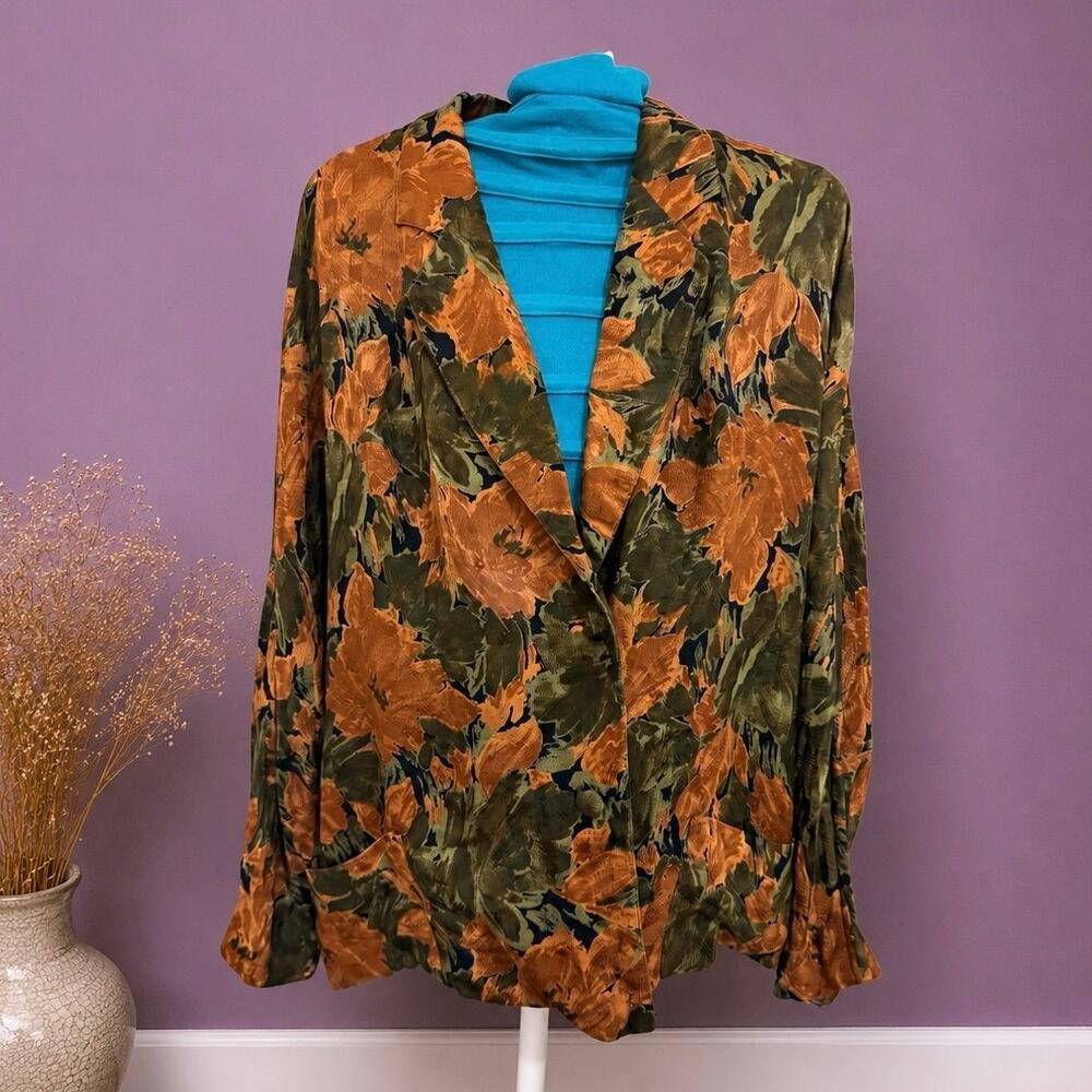 Vintage 100% silk floral blazer